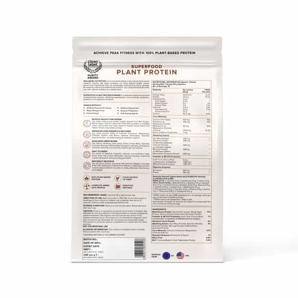 Wellbeing Nutrition Organic Vegan Plant Protein Isolate Powder | Belgian Dark Chocolate - 500Gm