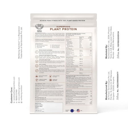 Wellbeing Nutrition Organic Vegan Plant Protein Isolate Powder | Belgian Dark Chocolate - 500gm