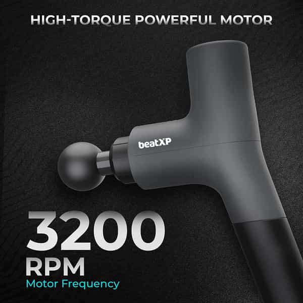 Beatxp Bolt Prime Tissue Massage Gun Percussion Muscle Massager For Full Body Pain Relief (Grey)