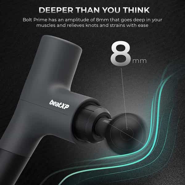 Beatxp Bolt Prime Tissue Massage Gun Percussion Muscle Massager For Full Body Pain Relief (Grey)