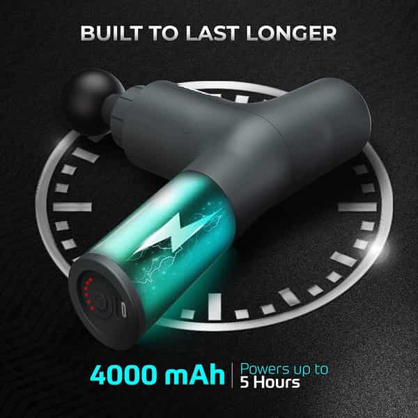 Beatxp Bolt Prime Tissue Massage Gun Percussion Muscle Massager For Full Body Pain Relief (Grey)