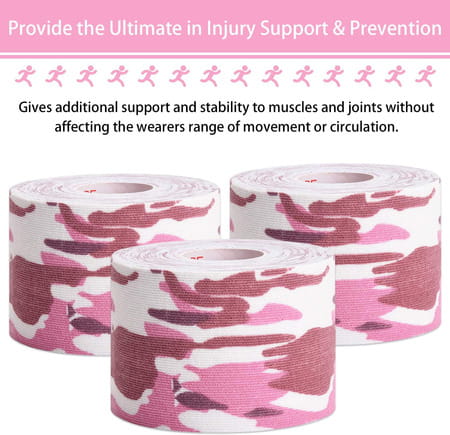 Healthtrek Printed Kinesiology Tape For Knee Pain (Pack Of 1 | Pink | 5 M X 5 Cm)