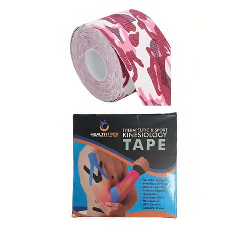 Healthtrek Printed Kinesiology Tape For Knee Pain (Pack Of 1 | Pink | 5 M X 5 Cm)