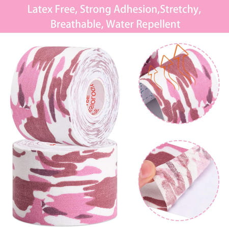 Healthtrek Printed Kinesiology Tape For Knee Pain (Pack Of 1 | Pink | 5 M X 5 Cm)