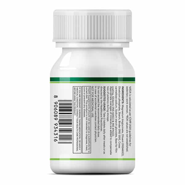 Inlife Magnesium Glycinate With Zinc Picolinate Tablets 2000Mg | Chelated High Absorption | 60N