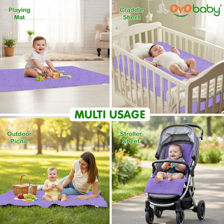 Oyo Baby Waterproof Bed Protector Baby Dry Sheet Large Violet (100 Cm X 140 Cm)