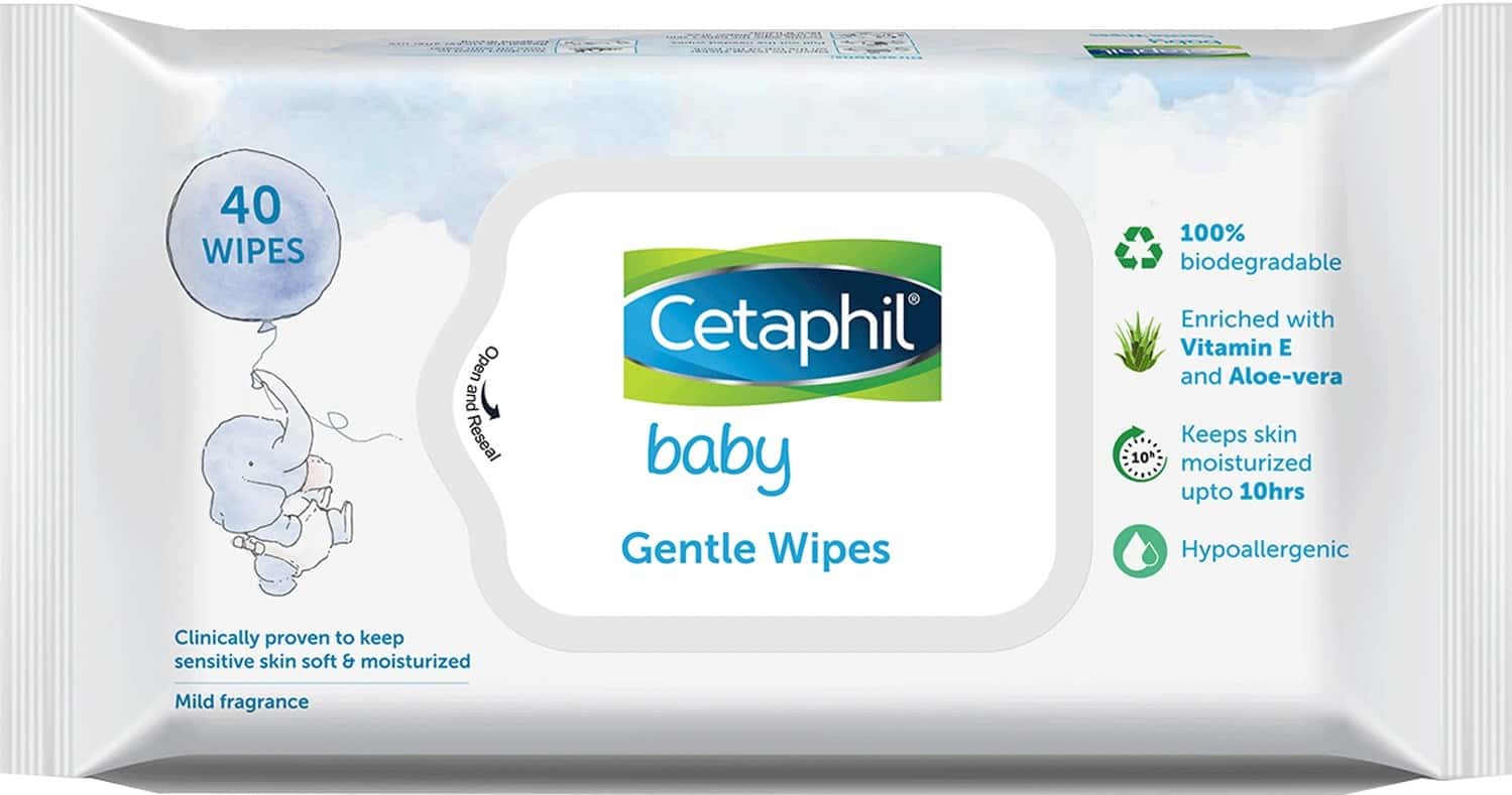 Cetaphil Baby Gentle Wipes | Aloe Vera & Vitamin E | 40 No'S