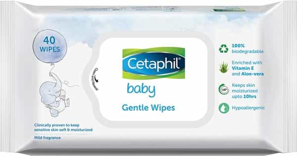 Cetaphil Baby Gentle Wipes | Aloe Vera & Vitamin E | 40 No's