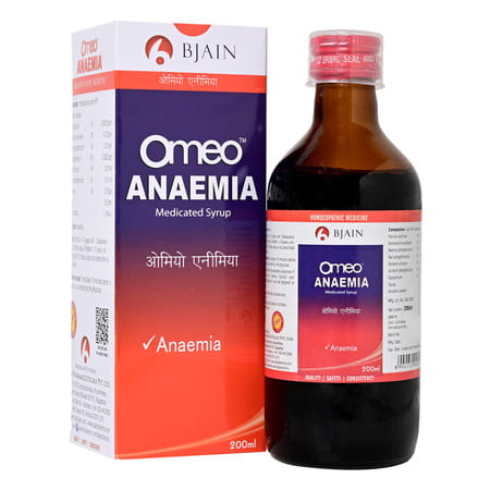 Bjain Omeo Anemia Medicated Syrup | Helps Support Hemoglobin . Weakness & Fatigue - 200ml