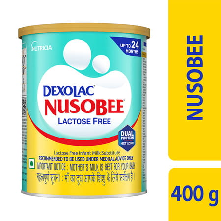 Dexolac Nusobee Lactose Free Infant Milk Substitute Upto 24 Months Powder Tin 400 Gm