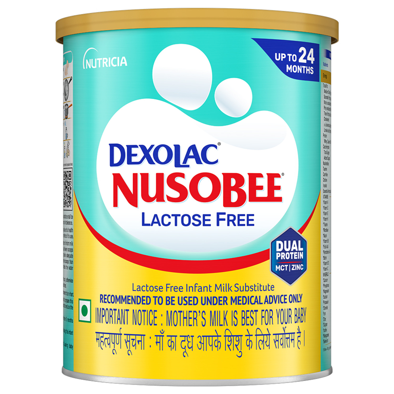 Dexolac Nusobee Lactose Free Infant Milk Substitute Upto 24 Months Powder Tin 400 Gm