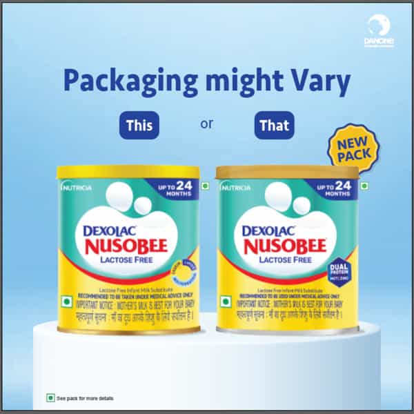Dexolac Nusobee | Lactose Free | Infant Milk Substitute | Upto 24 Months | Powder | Tin 400 Gm