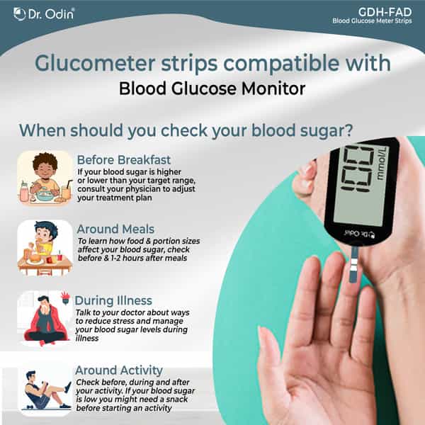 Dr. Odin Ac-307 (Gdh-Fad) Blood Glucose Test Strips Gdh-Fad Monitoring Machine 50 Glucometer Strips