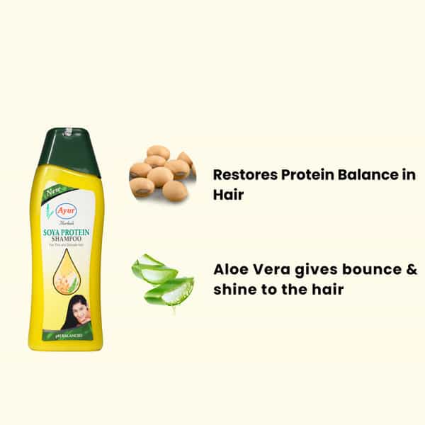 Ayur Herbals Soya Protein Shampoo With Orange & Vitamin B5 | For Thin & Delicate Hair | 2 * 200Ml
