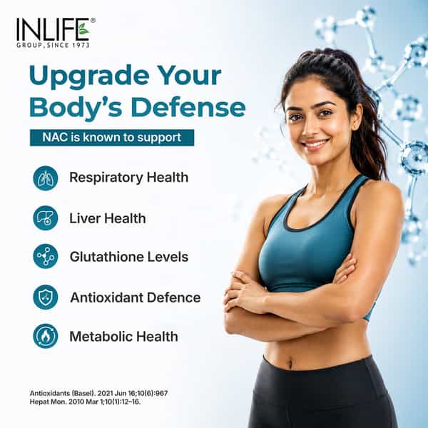Inlife Nac 600Mg For Respiratory Health & Immunity Support - 60 Capsules