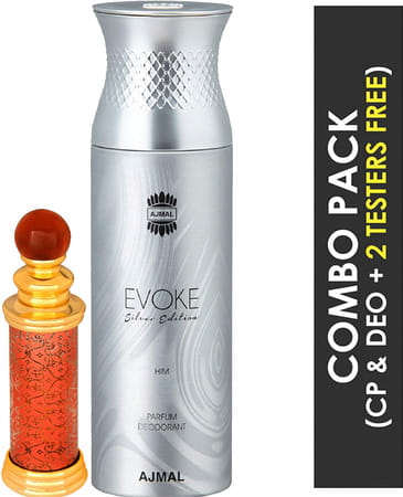 Ajmal Classic Oud Cp Oil Oudh 10ml For Unisex And Evoke Silver Edition Him Deodorant 200ml For Men