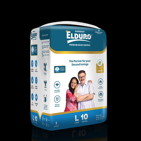 Elduro Premium Range Unisex Adult Open Tape Diaper ( Pack Of 1 | Large | 10 Diaper) (Pack Of 1)