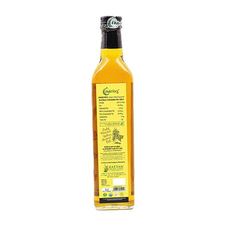 Nutriorg Certified Organic Yellow Mustard Oil 500ml Glass Bottle