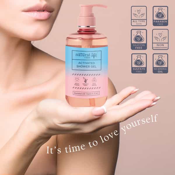 Natural Vibes Deep Cleanse & Exfoliating Routine - Shower Gel Body Wash & Scrubbing Glove 300 Ml