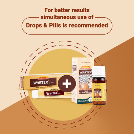 Medisynth Wartex Cream | Effective Homoeopathic Treatment For Warts & Corns | B.no. 106 | 20Gm X2