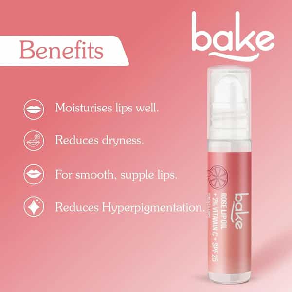 Bake Rose Lip Oil With 2% Vitamin C & Spf 25 Treats Dry | Hyperpigmented Lips - 15G
