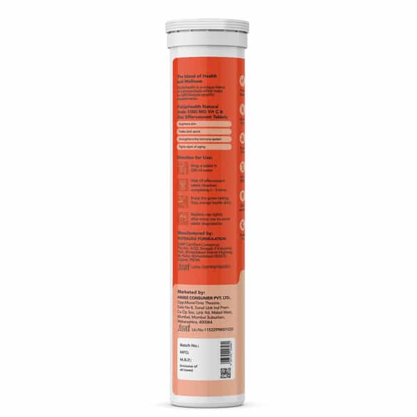 Fixuphealth Natural Amla 1000Mg Vit C And Zinc Effervescent Orange (Pack Of 2) 20 Tablets Each Pack