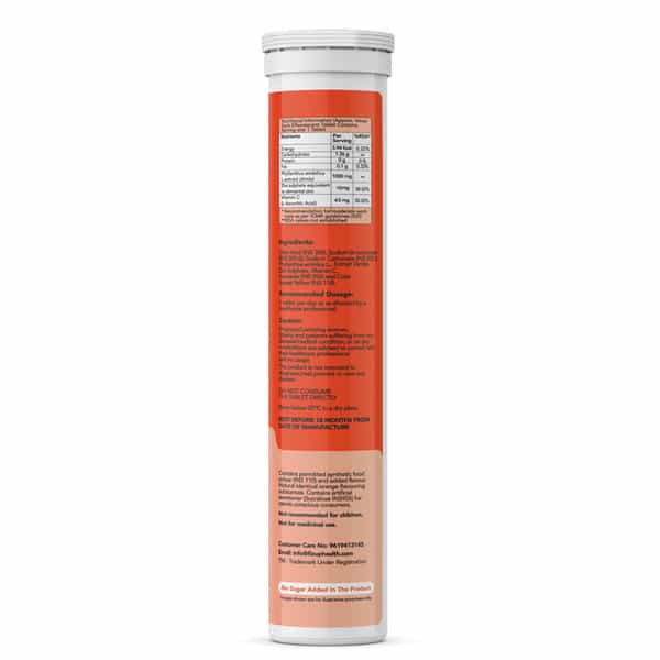 Fixuphealth Natural Amla 1000Mg Vit C And Zinc Effervescent Orange (Pack Of 2) 20 Tablets Each Pack