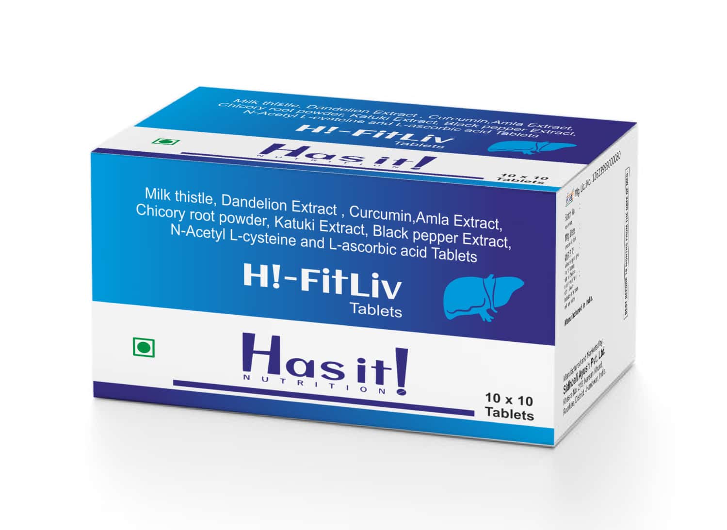 Has It Hi Fit Liv Tablet | Milk Thistle & Ayurvedic Blend | Improves Liver Function | 100 Tabs