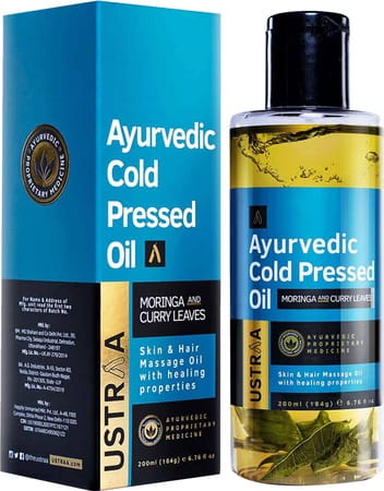 Ustraa Ayurvedic Cold Pressed Oil 200ml - With Moringa & Curry Leaves