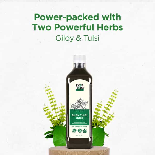 Everherb Giloy Tulsi Juice - Boost Body Defence System - Immunity Booster- 1L Bottle (By Pharmeasy)