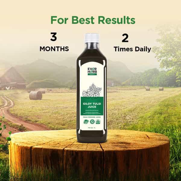 Everherb Giloy Tulsi Juice - Boost Body Defence System - Immunity Booster- 1L Bottle (By Pharmeasy)