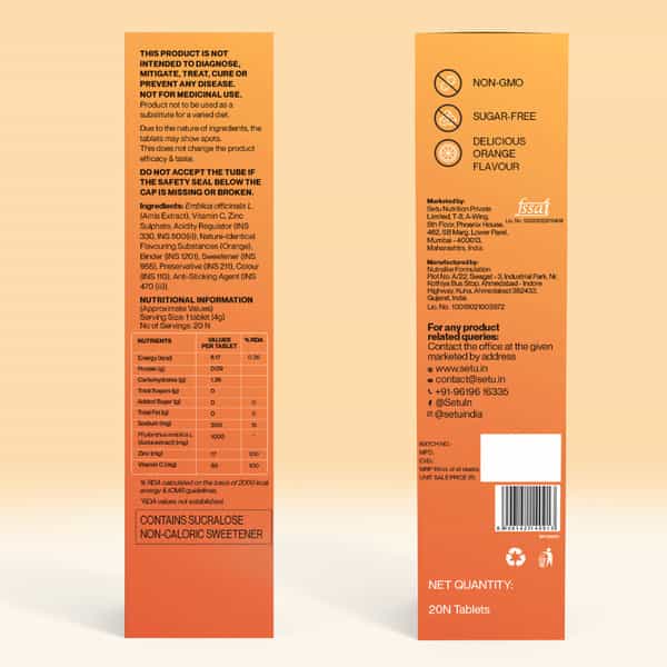 Setu Skin Renew - 15 Effervescent Tablet & Vitamin C: Fizz - 20 Effervescent Tablets | Orange