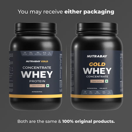 Nutrabay Gold 100% Whey Protein Concentrate|25g Protein|Muscle Support & Recovery|Cold Coffee | 1 Kg