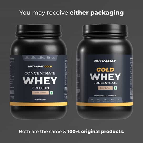Nutrabay Gold 100% Whey Protein Concentrate|25G Protein|Muscle Support & Recovery|Cold Coffee | 1 Kg