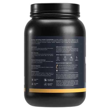 Nutrabay Gold 100% Whey Protein Concentrate|25g Protein|Muscle Support & Recovery|Cold Coffee | 1 Kg