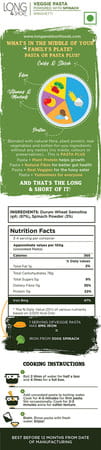 Long & Short Healthy Spaghetti Pasta | Veggie - Spinach Pasta No Maida | Pack Of 2 - 500g (250gx2)