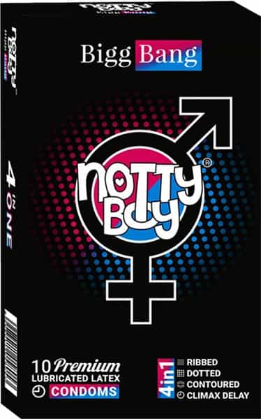 Nottyboy 4-In-1 Condoms - Climax Delay Ribbed Dotted Contoured Condoms 10