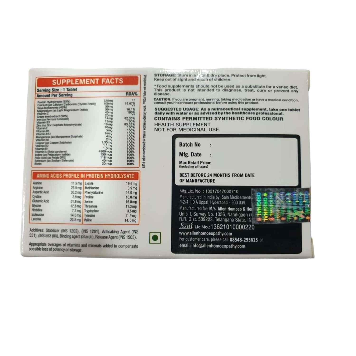 Buy ALLEN NUTRACEUTICAL HAIR GROWTH ESSENTIALS FOR HAIR FOLLICLES, SKIN