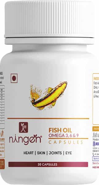 Ningen Fish Oil Capsules For Eyes Skin Heart Hair - 30 Non-Veg Capsules