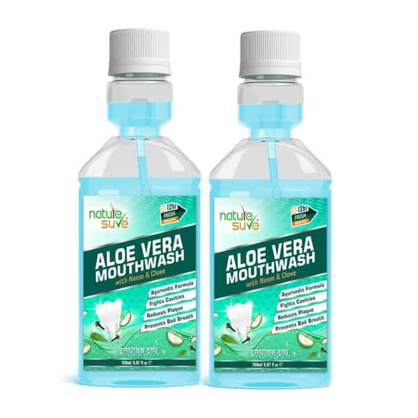 Nature Sure Aloe Vera Mouthwash With Neem And Clove For Oral Health - 2 Packs (150Ml Each)