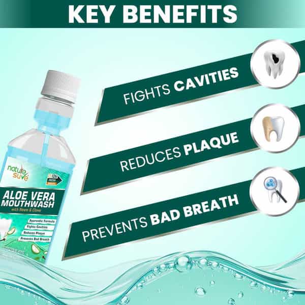 Nature Sure Aloe Vera Mouthwash With Neem And Clove For Oral Health - 2 Packs (150Ml Each)