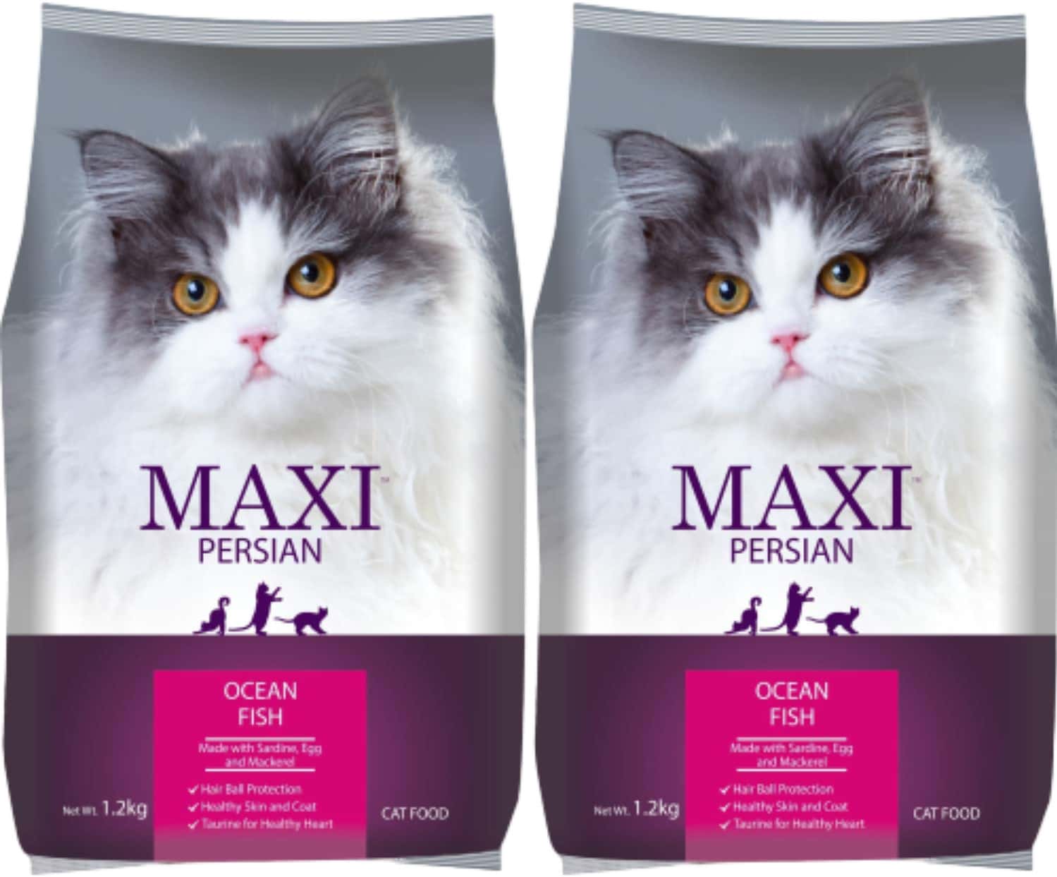 Maxi Persian All Lifstages Dry Cat Food | Ocean Fish Flavor 1.2 Kg (buy 1 Get 1 Free ) Total 2.4 Kg