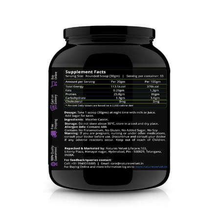 Natures Velvet Casein Protein | Vegetarian And Natural | 1000 Gms