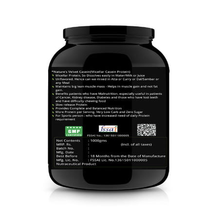 Natures Velvet Casein Protein | Vegetarian And Natural | 1000 Gms