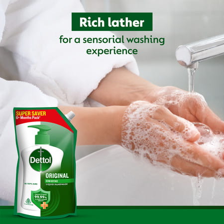 Dettol Liquid Handwash Refill - Original Hand Wash (Buy 1 Get 1 Free - 675ml Each)