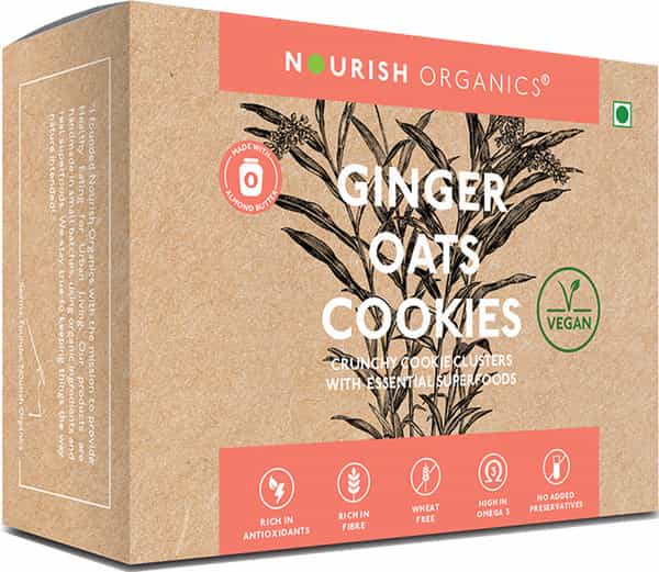 Nourish Organics Ginger Oats Cookies - 140Gms