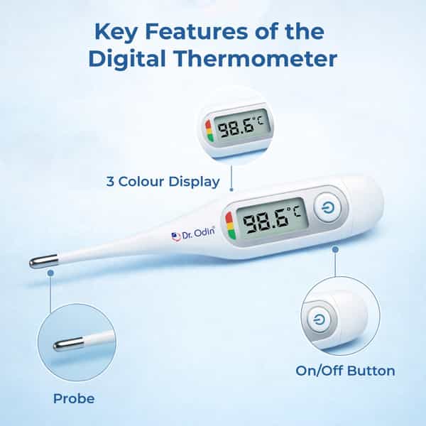 Dr. Odin Odt201bt Digital Thermometer For Fever| Mobile App Supported 3-Colour Fever Indicator