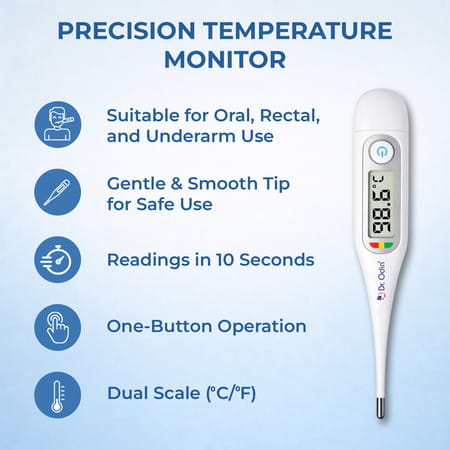 Dr Odin Odt201bt Digital Thermometer For Fever| Mobile App Supported 3-Colour Fever Indicator