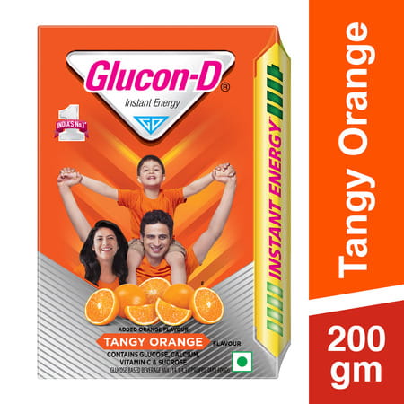 Glucon-D Tangy Orange With 3 Benefits Of Energy | Recovery | And Immunity | 200 G