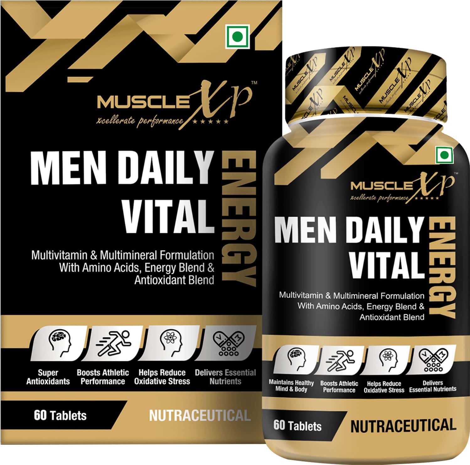 Musclexp Men Daily Vital Energy With Multivitamins Amino Acids Caffeine & Energy Blend -60 Tablets
